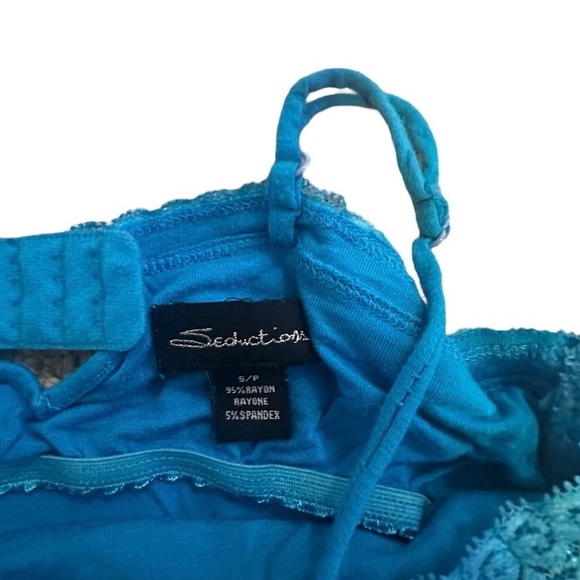 Seductions Lace Clasp Back Tank Top Womens Size S Blue - Picture 3 of 4